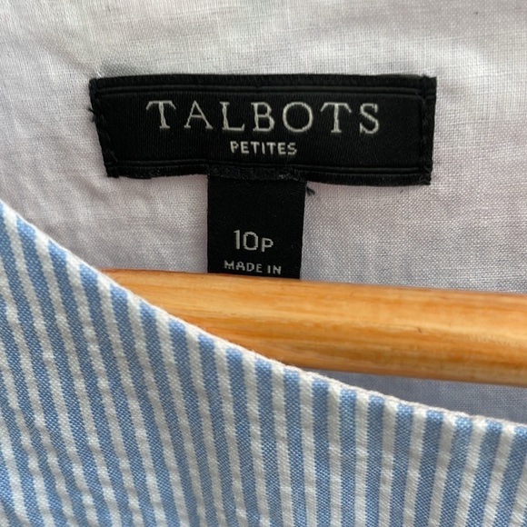 Talbots Seersucker Embroidered Watermelon Shift Dress Ruffle Picnic Size 10 - Picture 7 of 9